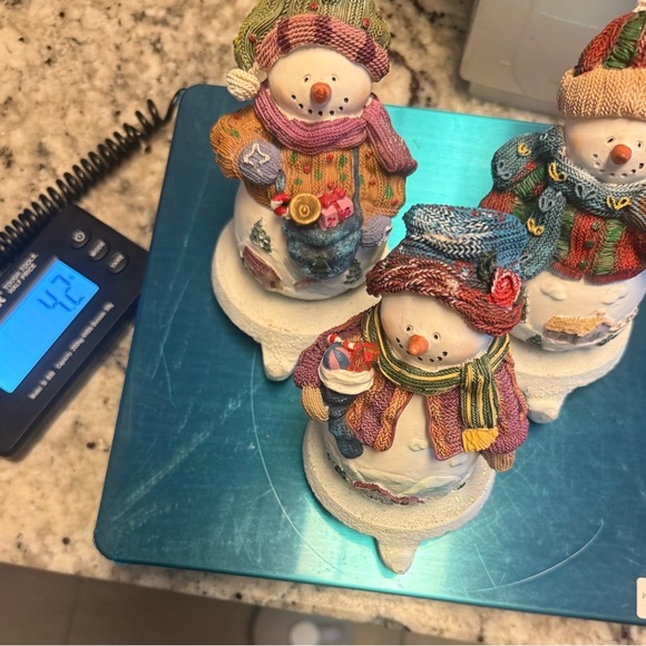 Vintage Snowman Stocking Holder with Home Scene and Stocking in Vibrant Colors - Picture 3 of 3